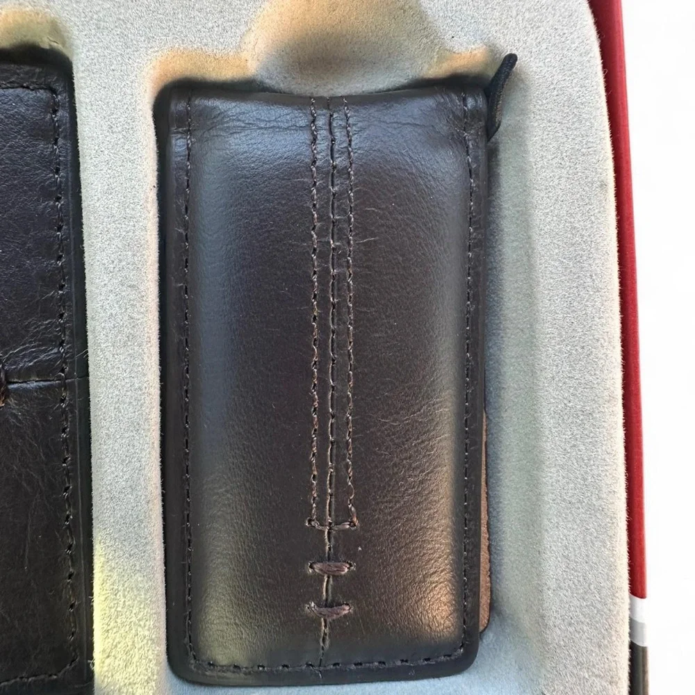 Relic Men's Dark Brown Leather wallet and Money Clip Set